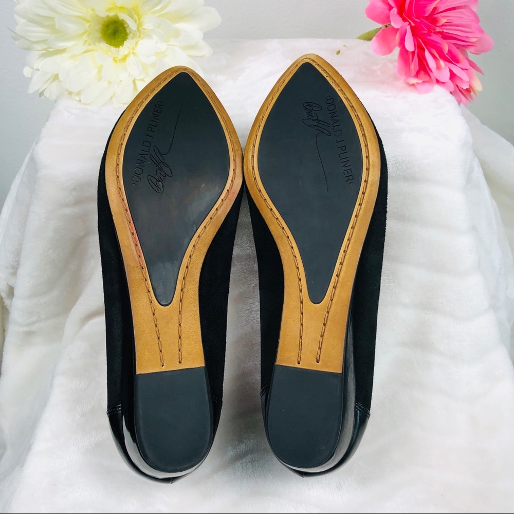 Donald J. Pliner Black Suede Wedge Flats with Gold Accent - Picture 8 of 10